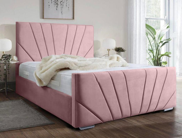 Victoria Plush Velvet Bed, Pink - Bed Company Ireland 