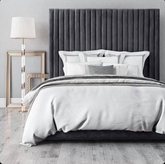 Oslo Plush Velvet Bed, Dark Grey - Bed Company Ireland 